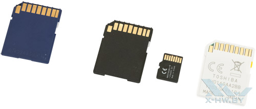Карты памяти GOODRAM SDHC, GOODRAM microSDHC, Toshiba SDHC 16 Гбайт. Вид сзади