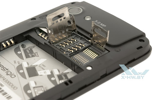 Разъемы для SIM-карт и microSD на Prestigio MultiPhone 4300 DUO