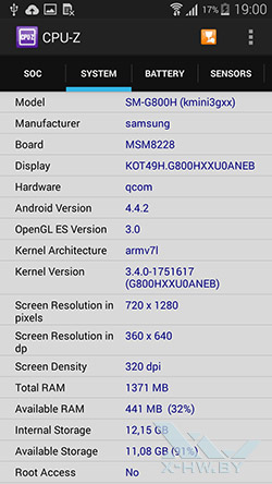 Система Samsung Galaxy S5 Mini
