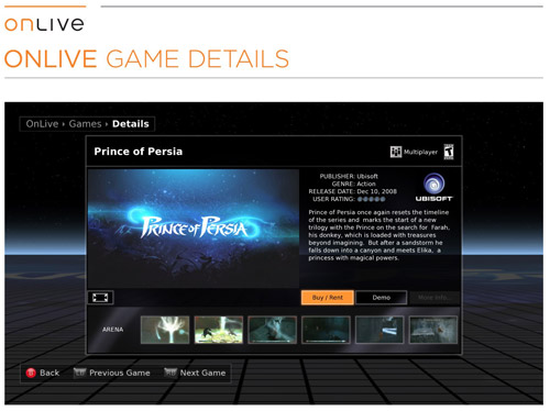 OnLive Game Details