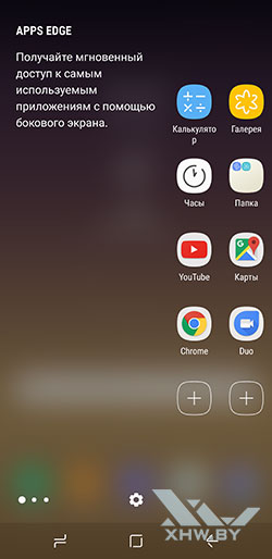 Параметры изогнутого экрана на Samsung Galaxy S8. Рис. 1