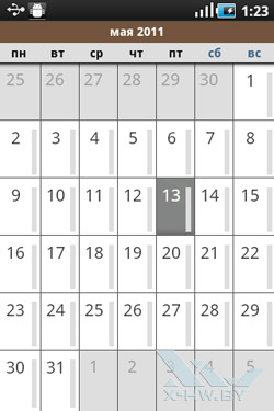 Календарь на Samsung Galaxy Ace