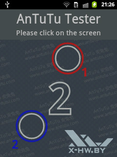 Тестирование экрана Samsung Galaxy Y Duos в AnTuTu Tester
