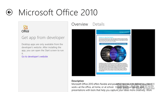 Office 2010 стал первой десктопной программой Windows Store