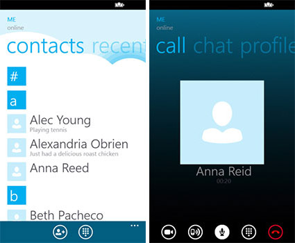 Skype в Windows Phone 8
