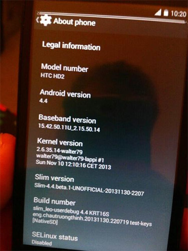 Android 4.4 KitKat   HTC HD2