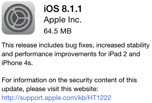 iOS 8.1.1   iPhone 4S  iPad 2