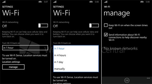 Windows Phone 8.1     Wi-Fi